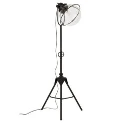 Lampadaire Verre Et Trépied Métal Noir Bothar