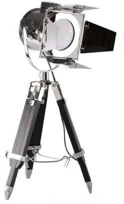 Lampe à Poser Chêne Massif Verre Et Acier Noir Et Argent Ralia