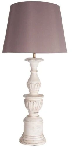 Lampe à Poser En Bois De Mangue Blanc Cassé Patine Rio