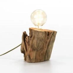 Lampe à Poser En Bois Massif Clair Tonio H 18 Cm