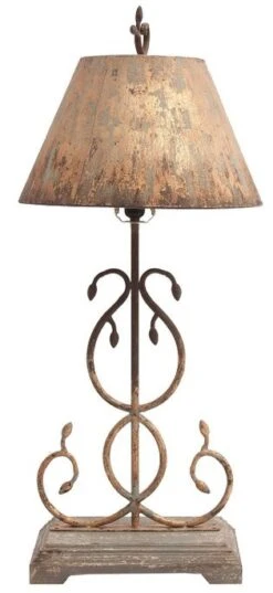 Lampe à Poser Pin Massif Et Métal Doré Vieilli Cassie