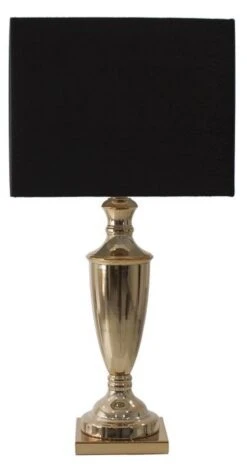 Lampe à Poser Tissu Noir Et Métal Doré Braha