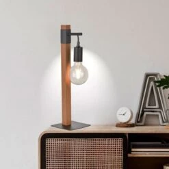 Lampe Base Carrée - Métal Et Bois - H 50 X Ø 16 Cm - Chene -OSRAM || Philips || Bosch Soldes lampe base carree metal et bois h 50 x 16 cm chene 3188000769817 597814