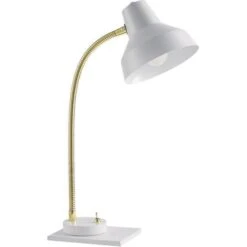 Lampe De Bureau Métal Blanc Et Doré Lechor