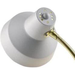 Lampe De Bureau Métal Blanc Et Doré Lechor -OSRAM || Philips || Bosch Soldes lampe de bureau metal blanc et dore charles 3248116644030 413497