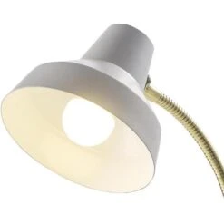 Lampe De Bureau Métal Blanc Et Doré Lechor -OSRAM || Philips || Bosch Soldes lampe de bureau metal blanc et dore charles 3248116644030 413498