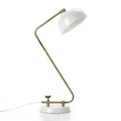 Lampe De Table Abat-jour Blanc Et Pied Métal Doré Kevin H 56 Cm
