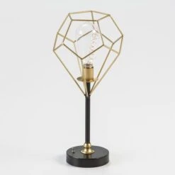 Lampe De Table Métal Doré Et Socle Noir H 41