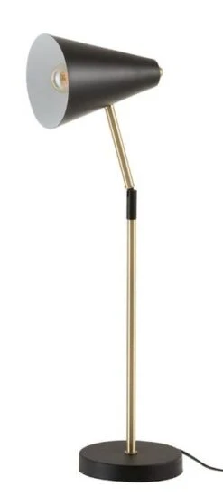 Lampe De Table Métal Noir Et Pied Doré Ysarg -OSRAM || Philips || Bosch Soldes lampe de table metal noir et pied dore ysarg 5415203959577 352664