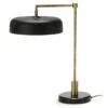 Lampe De Table Métal Noir Et Pied Métal Doré Odric