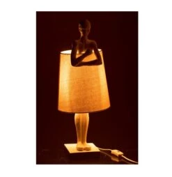 Lampe De Table Pied Figurine Résine Blanche Ettis -OSRAM || Philips || Bosch Soldes lampe de table pied figurine resine blanche ettis 5400924021078 370999