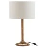 Lampe De Table Tissu Blanc Et Pied Rotin Nayra