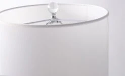 Lampe De Table Tissu Blanc Et Pied Verre Transparent Jullia -OSRAM || Philips || Bosch Soldes lampe de table tissu blanc et pied verre transparent giulia 3327480054529 558180