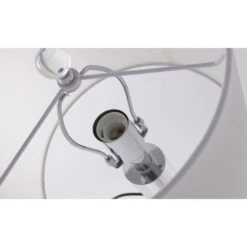 Lampe De Table Tissu Blanc Et Pied Verre Transparent Jullia -OSRAM || Philips || Bosch Soldes lampe de table tissu blanc et pied verre transparent giulia 3327480054529 558181