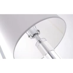 Lampe De Table Tissu Blanc Et Pied Verre Transparent Jullia -OSRAM || Philips || Bosch Soldes lampe de table tissu blanc et pied verre transparent giulia 3327480054529 558182