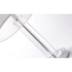 Lampe De Table Tissu Blanc Et Pied Verre Transparent Jullia -OSRAM || Philips || Bosch Soldes lampe de table tissu blanc et pied verre transparent giulia 3327480054529 558183