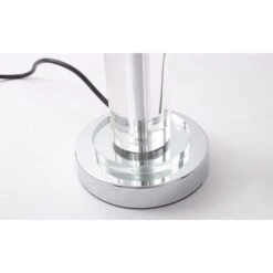 Lampe De Table Tissu Blanc Et Pied Verre Transparent Jullia -OSRAM || Philips || Bosch Soldes lampe de table tissu blanc et pied verre transparent giulia 3327480054529 558184