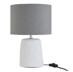 Lampe De Table Tissu Gris Et Ciment Blanc Marino