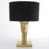 Lampe De Table Tissu Noir Et Pied Métal Doré Rutane -OSRAM || Philips || Bosch Soldes lampe de table tissu noir et pied metal dore naturane 3327480055090 532613