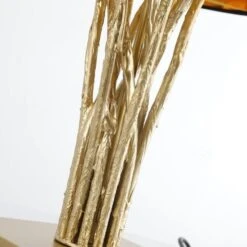 Lampe De Table Tissu Noir Et Pied Métal Doré Rutane -OSRAM || Philips || Bosch Soldes lampe de table tissu noir et pied metal dore naturane 3327480055090 532618