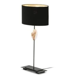 Lampe De Table Tissu Noir Et Pied Métal Gris Kontir