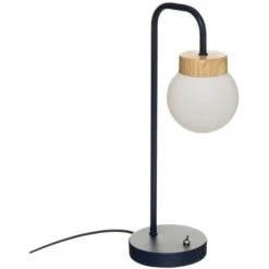 Lampe Droit Metal Verre Hotel - Bleu Navy - H 46 Cm