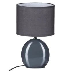 Lampe Ovale En Céramique - Ø 19,5 X H31 Cm - Gris