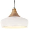 Lampe Suspendue Industrielle Blanc Fer Et Bois Solide 35 Cm E27 2