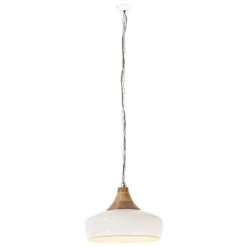 Lampe Suspendue Industrielle Blanc Fer Et Bois Solide 35 Cm E27 2 -OSRAM || Philips || Bosch Soldes lampe suspendue industrielle blanc fer et bois solide 35 cm e27 3666722348652 952201