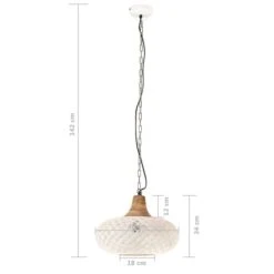 Lampe Suspendue Industrielle Blanc Fer Et Bois Solide 40 Cm E27 -OSRAM || Philips || Bosch Soldes lampe suspendue industrielle blanc fer et bois solide 40 cm e27 8720286071625 952284