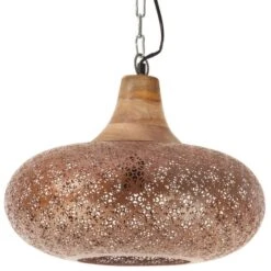Lampe Suspendue Industrielle Cuivre Fer Et Bois Solide 40cm E27 -OSRAM || Philips || Bosch Soldes lampe suspendue industrielle cuivre fer et bois solide 40cm e27 8720286071632 952287