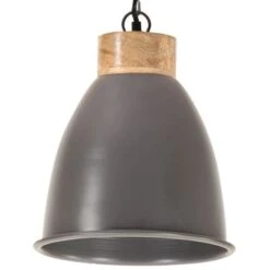 Lampe Suspendue Industrielle Gris Fer Et Bois Solide 23 Cm E27 -OSRAM || Philips || Bosch Soldes lampe suspendue industrielle gris fer et bois solide 23 cm e27 8720286071489 952163