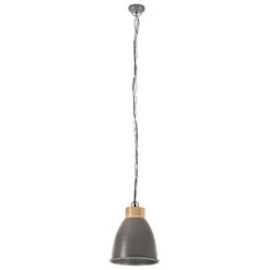 Lampe Suspendue Industrielle Gris Fer Et Bois Solide 23 Cm E27 -OSRAM || Philips || Bosch Soldes lampe suspendue industrielle gris fer et bois solide 23 cm e27 8720286071489 952164