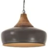 Lampe Suspendue Industrielle Gris Fer Et Bois Solide 35 Cm E27
