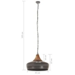 Lampe Suspendue Industrielle Gris Fer Et Bois Solide 35 Cm E27 -OSRAM || Philips || Bosch Soldes lampe suspendue industrielle gris fer et bois solide 35 cm e27 8720286071595 952257