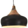 Lampe Suspendue Industrielle Noir Fer Et Bois Solide 45 Cm E27 -OSRAM || Philips || Bosch Soldes lampe suspendue industrielle noir fer et bois solide 45 cm e27 8720286071496 963700
