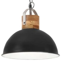 Lampe Suspendue Industrielle Noir Rond 32cm E27 Manguier Massif -OSRAM || Philips || Bosch Soldes lampe suspendue industrielle noir rond 32cm e27 manguier massif 8720286071274 951976