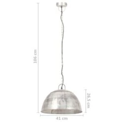 Lampe Suspendue Industrielle Vintage 25 W Argenté Rond 41cm E27 -OSRAM || Philips || Bosch Soldes lampe suspendue industrielle vintage 25 w argente rond 41cm e27 3666722350204 950026