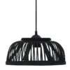 Lampe Suspendue Noir Bambou 37x15,5 Cm 40 W Demi-cercle E27