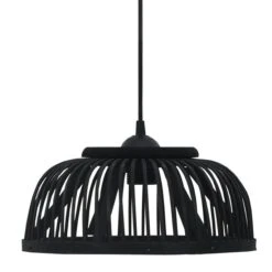 Lampe Suspendue Noir Bambou 37x15,5 Cm 40 W Demi-cercle E27
