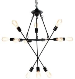 Lampe Suspension 12 Branches Métal Noir Gary L 73 X H 92 X P 73 Cm