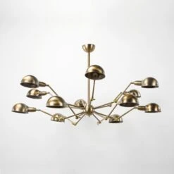 Lampe Suspension Araignée 12 Branches Métal Doré Cly H 65 Cm