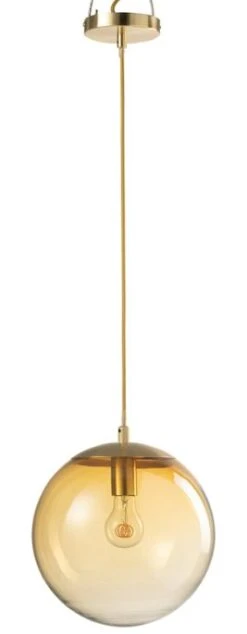 Lampe Suspension Boule En Verre Ocre Tohy - Lot De 2