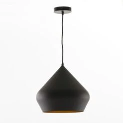 Lampe Suspension Design Métal Noir Priou H 34 Cm