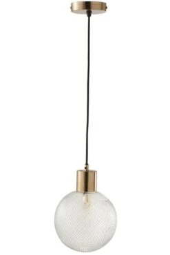 Lampe Suspension Verre Et Métal Doré Ysarg H 21 Cm