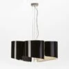 Lampe Suspension Verre Noir Et Métal Blanc Lailou H 120 Cm