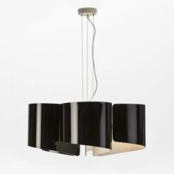 Lampe Suspension Verre Noir Et Métal Blanc Lailou H 120 Cm
