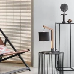 Lampe Trépied - Bois Et Métal Peint - H 44 X L 21 X Ø 17 X P 28 Cm - Chene Et Noir -OSRAM || Philips || Bosch Soldes lampe trepied bois et metal peint h 44 x l 21 x 17 x p 28 cm chene et noir 3188000743510 597802