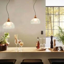 Lampes Suspendues 2 Pcs Transparent Rond 30 Cm E27