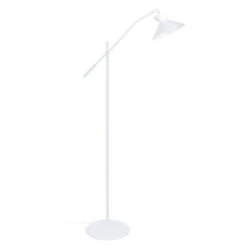 LEEDS Lampadaire En Acier 1 Lumiere - Abat-jour Conique En Acier - 90 X 25 X H175 Cm - Blanc - E27